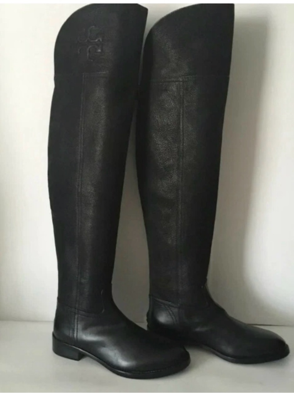 Tory Burch Black Over-the-Knee Leather Riding Boots Simone Style